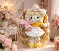 Kitty Fashion Doll Plush Keychain - Long-Leg Curly-Hair Bag Charm (15cm)