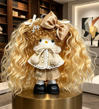 Kitty Fashion Doll Plush Keychain - Long-Leg Curly-Hair Bag Charm (15cm)