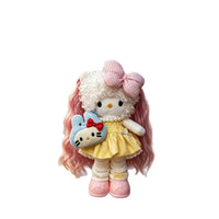 Kitty Fashion Doll Plush Keychain - Long-Leg Curly-Hair Bag Charm (15cm)