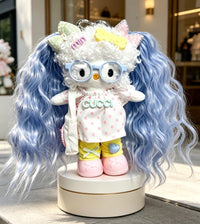 Kitty Fashion Doll Plush Keychain - Long-Leg Curly-Hair Bag Charm (15cm)