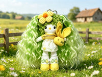 Kitty Fashion Doll Plush Keychain - Long-Leg Curly-Hair Bag Charm (15cm)