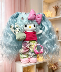 Kitty Fashion Doll Plush Keychain - Long-Leg Curly-Hair Bag Charm (15cm)
