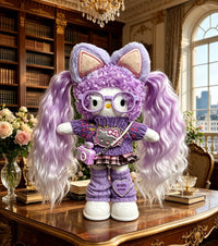 Kitty Fashion Doll Plush Keychain - Long-Leg Curly-Hair Bag Charm (15cm)