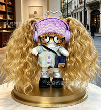 Kitty Fashion Doll Plush Keychain - Long-Leg Curly-Hair Bag Charm (15cm)