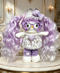 Kitty Fashion Doll Plush Keychain - Long-Leg Curly-Hair Bag Charm (15cm)
