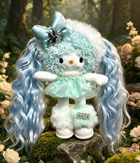 Kitty Fashion Doll Plush Keychain - Long-Leg Curly-Hair Bag Charm (15cm)