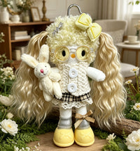 Kitty Fashion Doll Plush Keychain - Long-Leg Curly-Hair Bag Charm (15cm)