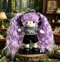Kitty Fashion Doll Plush Keychain - Long-Leg Curly-Hair Bag Charm (15cm)
