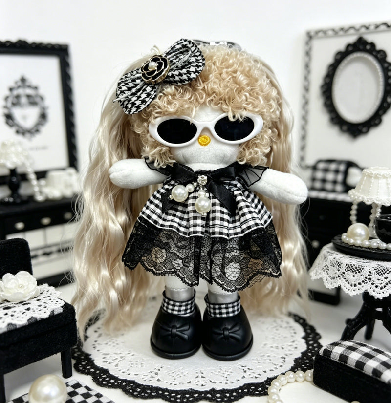 Kitty Fashion Doll Plush Keychain - Long-Leg Curly-Hair Bag Charm (15cm)