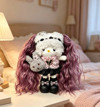 Kitty Fashion Doll Plush Keychain - Long-Leg Curly-Hair Bag Charm (15cm)