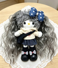 Kitty Fashion Doll Plush Keychain - Long-Leg Curly-Hair Bag Charm (15cm)