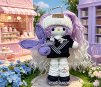 Kitty Fashion Doll Plush Keychain - Long-Leg Curly-Hair Bag Charm (15cm)