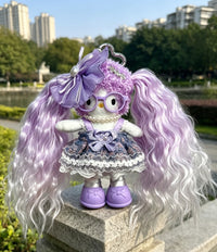 Kitty Fashion Doll Plush Keychain - Long-Leg Curly-Hair Bag Charm (15cm)