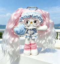 Kitty Fashion Doll Plush Keychain - Long-Leg Curly-Hair Bag Charm (15cm)