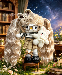 Kitty Fashion Doll Plush Keychain - Long-Leg Curly-Hair Bag Charm (15cm)