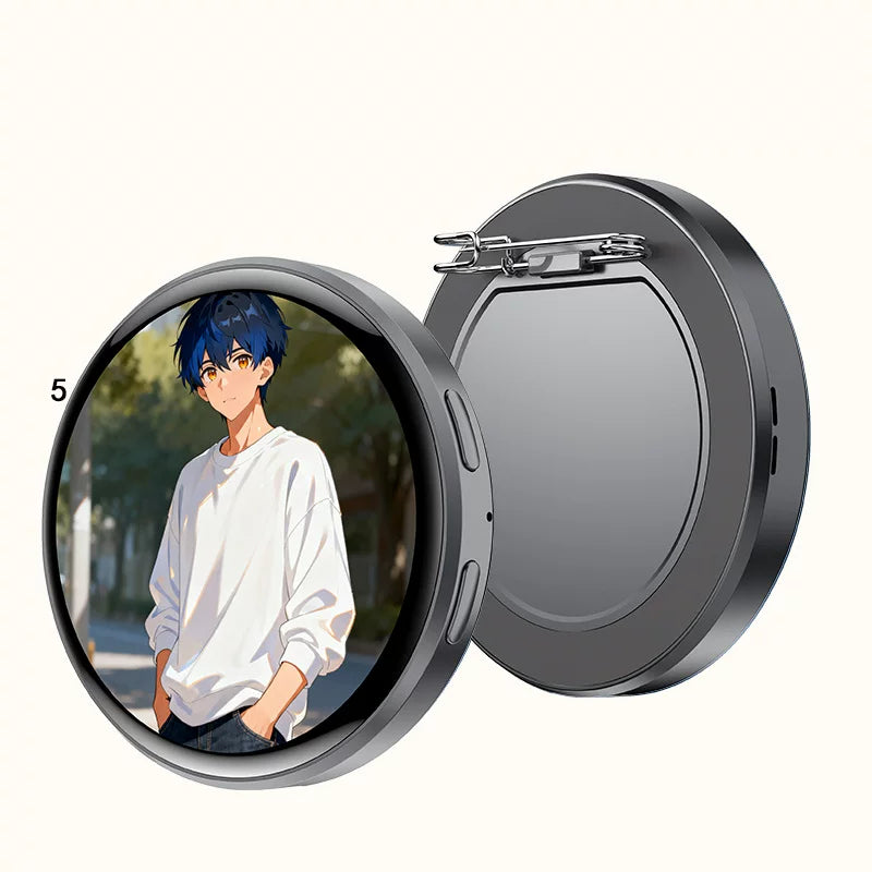 2 in 1 E-Badge Display — 1.85" HD Touchscreen Magnetic Photo Pin