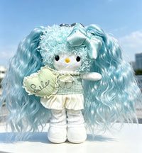 Kitty Fashion Doll Plush Keychain - Long-Leg Curly-Hair Bag Charm (15cm)