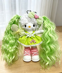 Kitty Fashion Doll Plush Keychain - Long-Leg Curly-Hair Bag Charm (15cm)