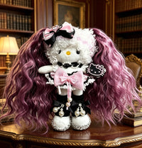 Kitty Fashion Doll Plush Keychain - Long-Leg Curly-Hair Bag Charm (15cm)