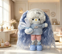 Kitty Fashion Doll Plush Keychain - Long-Leg Curly-Hair Bag Charm (15cm)