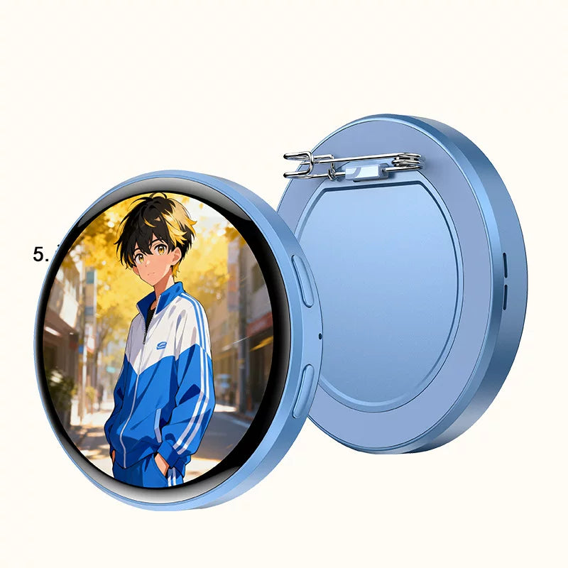 2 in 1 E-Badge Display — 1.85" HD Touchscreen Magnetic Photo Pin