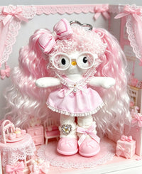 Kitty Fashion Doll Plush Keychain - Long-Leg Curly-Hair Bag Charm (15cm)