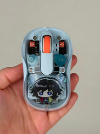 Demon Slayer Transparent Wireless Mouse — Silent Bluetooth Mouse with Character Charm Inside
