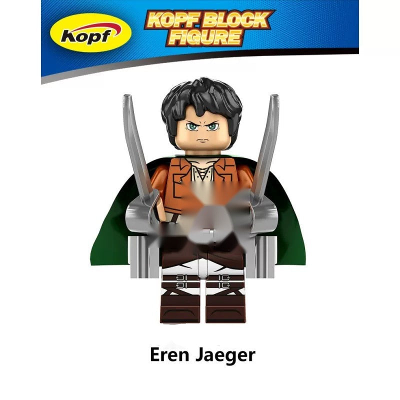Attack on Titan Building Block Minifigures - Eren, Mikasa, Levi & Titans