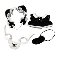 Cat Maid Outfit Set for 10cm Cotton Doll - Ears, Dress, Bib & Tail