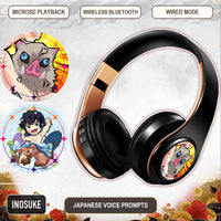 Inosuke anime voice Bluetooth headphones — Black / Gold
