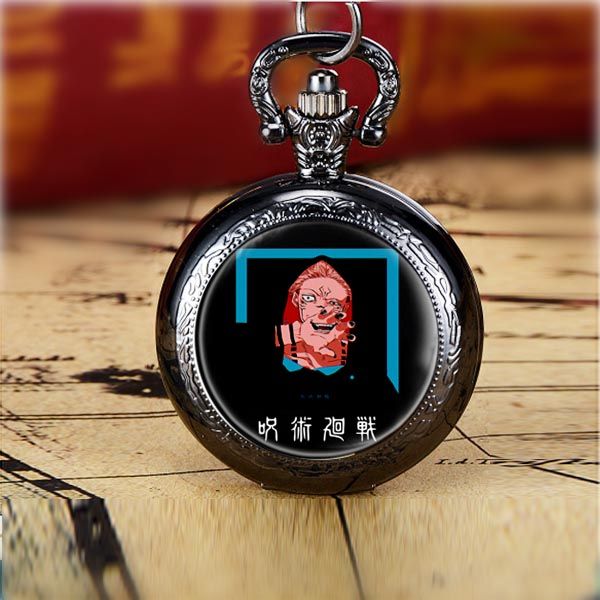 Jujutsu Kaisen Pocket Watch Necklace — Vintage Quartz Pendant — Ryomen Sukuna - Neon Frame / Standard