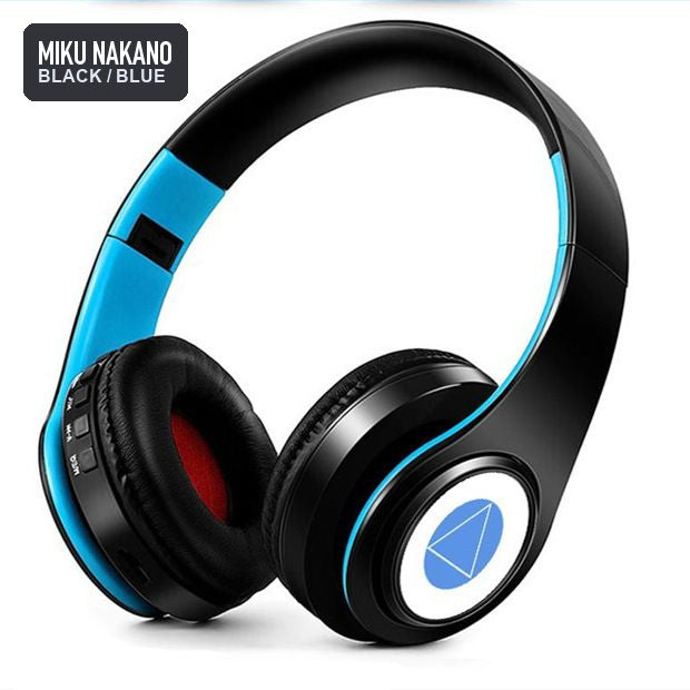 Miku Nakano anime voice Bluetooth headphones — Black / Blue