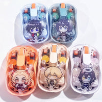Demon Slayer Transparent Wireless Mouse — Silent Bluetooth Mouse with Character Charm Inside