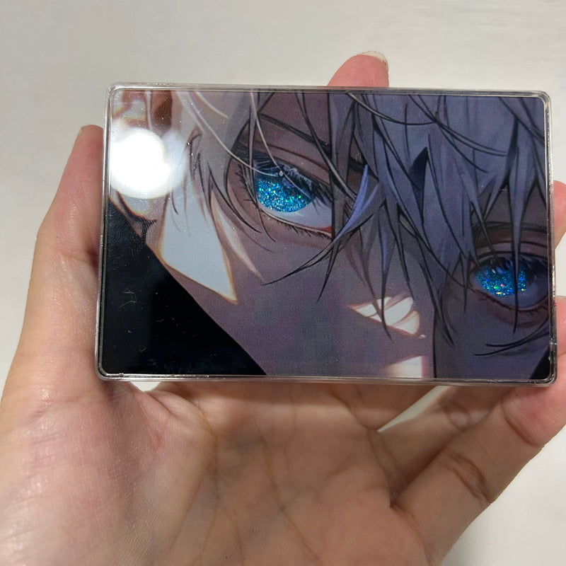 Satoru Gojo Eyes Quicksand Acrylic Tile Charm - Layered Glitter Ornament