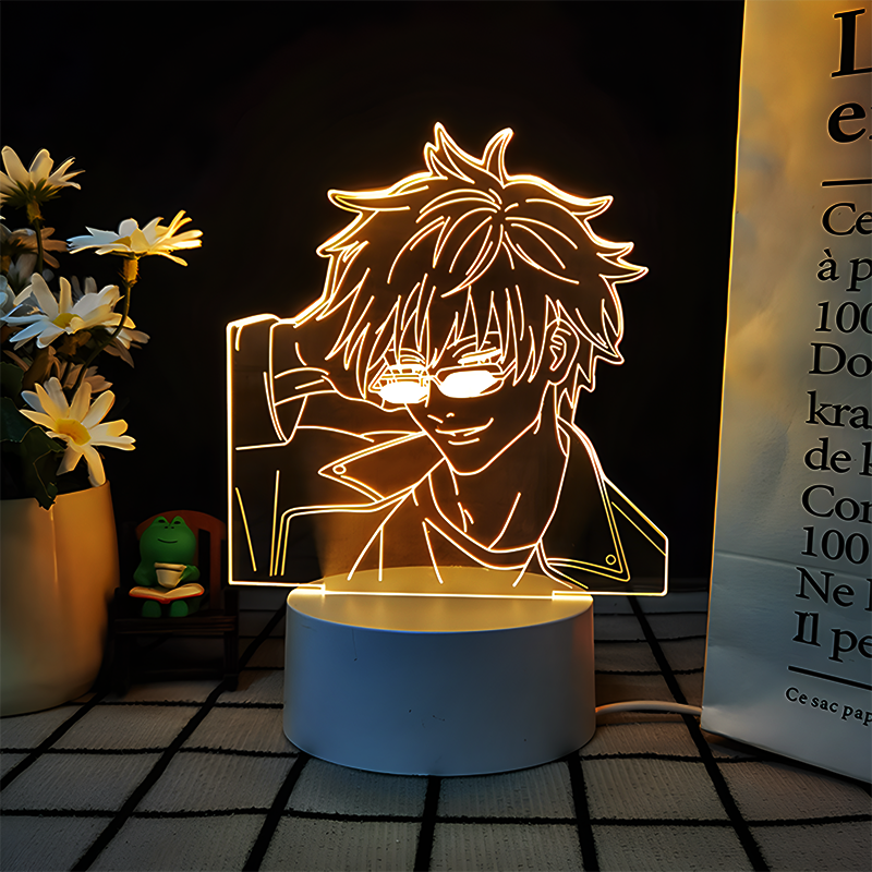 JJK 3D LED Night Light - Multi-Color Dimmable Desk Lamp — Satoru Gojo - Sunglasses / 3 Colors + Switch