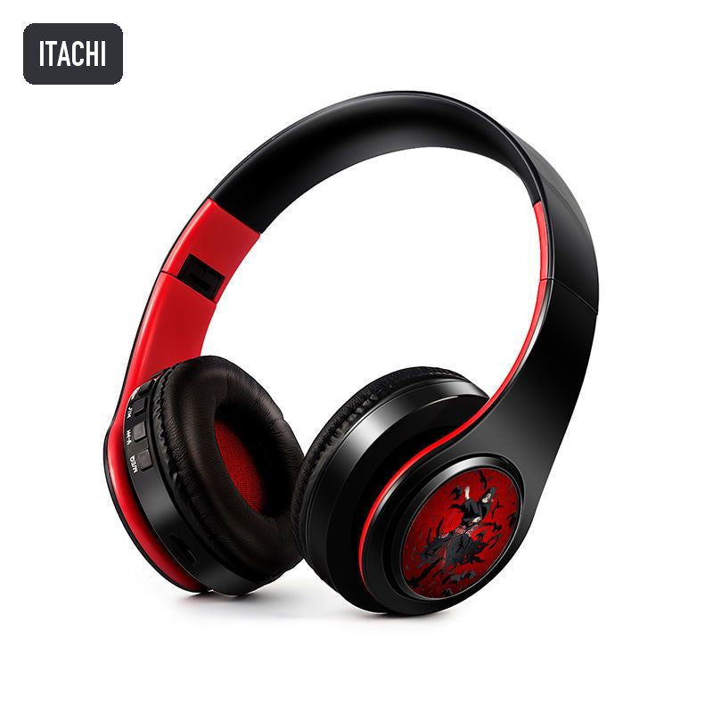 Itachi anime voice Bluetooth headphones — Black / Red