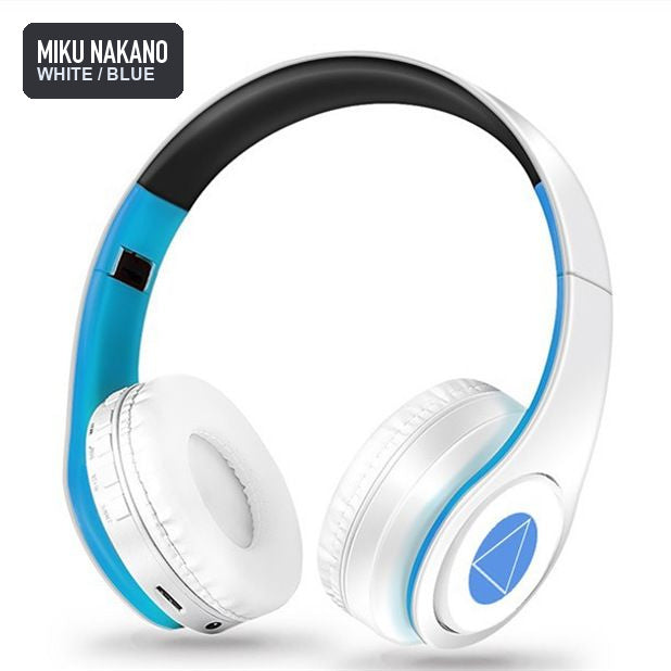 Miku Nakano anime voice Bluetooth headphones — White / Blue