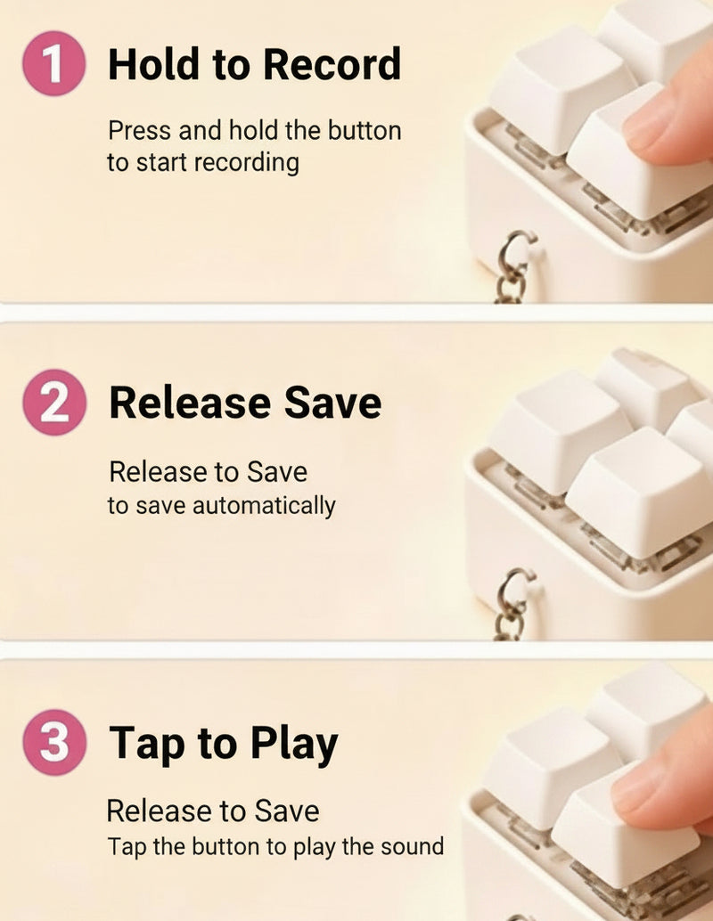 Recordable Voice Button Keychain — 10-Second Message Recorder Fidget Charm