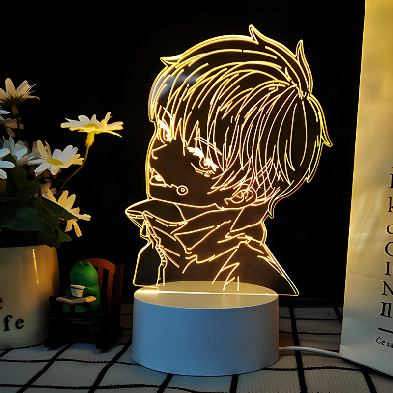 JJK 3D LED Night Light - Multi-Color Dimmable Desk Lamp — Toge Inumaki 2 / 3 Colors + Switch