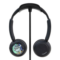 Black Custom Anime Display Headphones showing Inosuke Hashibira artwork on the customizable screen