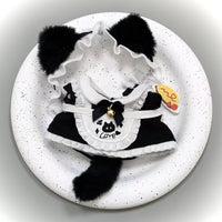 Cat Maid Outfit Set for 10cm Cotton Doll - Ears, Dress, Bib & Tail