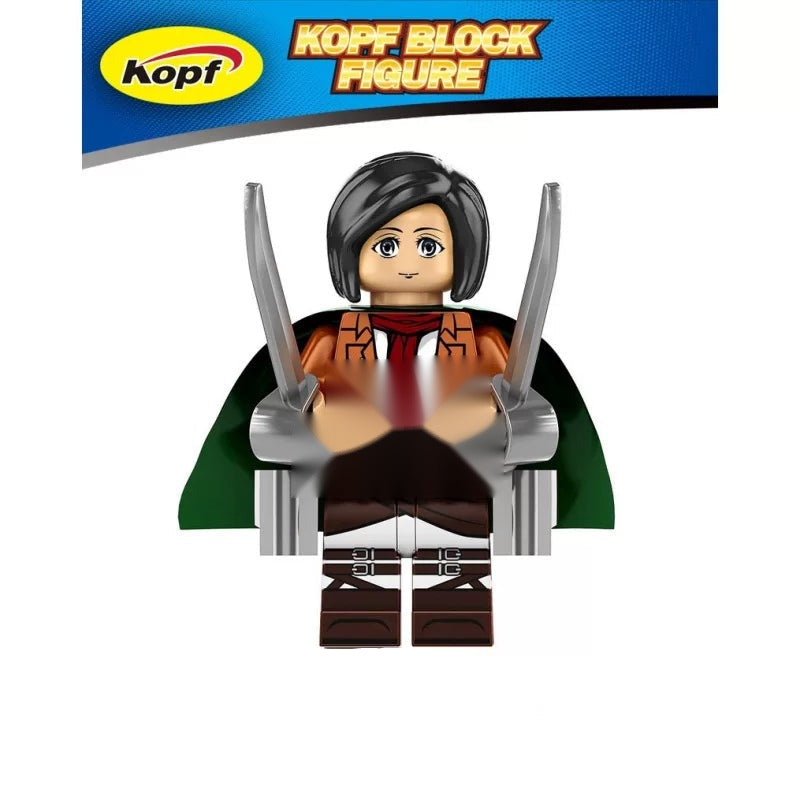 Attack on Titan Building Block Minifigures - Eren, Mikasa, Levi & Titans