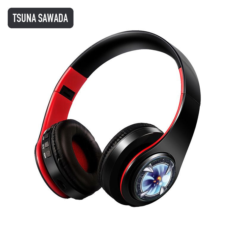 Tsuna Sawada anime voice Bluetooth headphones — Black / Red