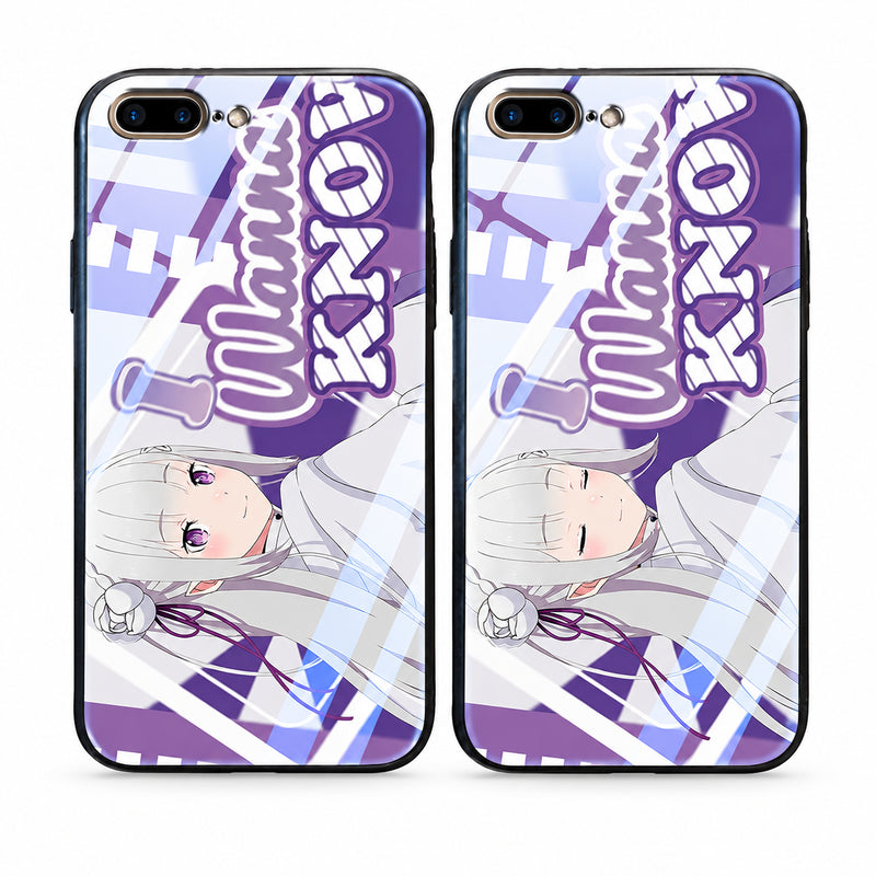 Re:Zero Emilia lenticular phone case on a white background