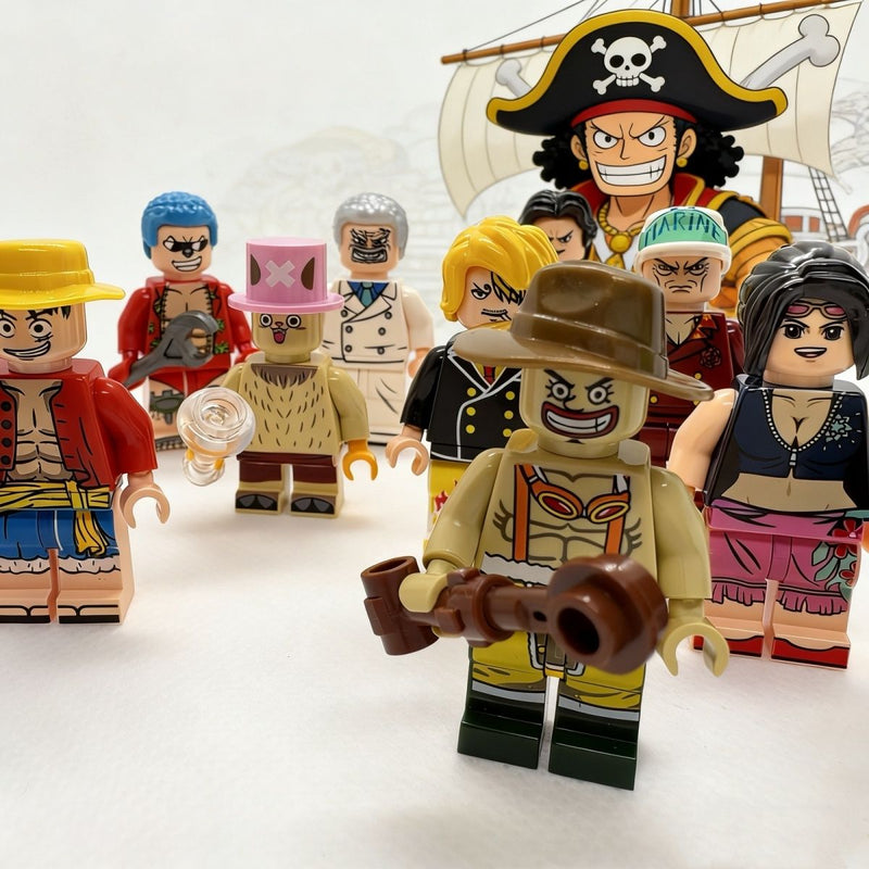 One Piece Building Block Minifigures - Luffy, Zoro, Nami, Chopper, Franky