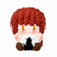 Handmade Chainsaw Man Makima crochet charm on a white background