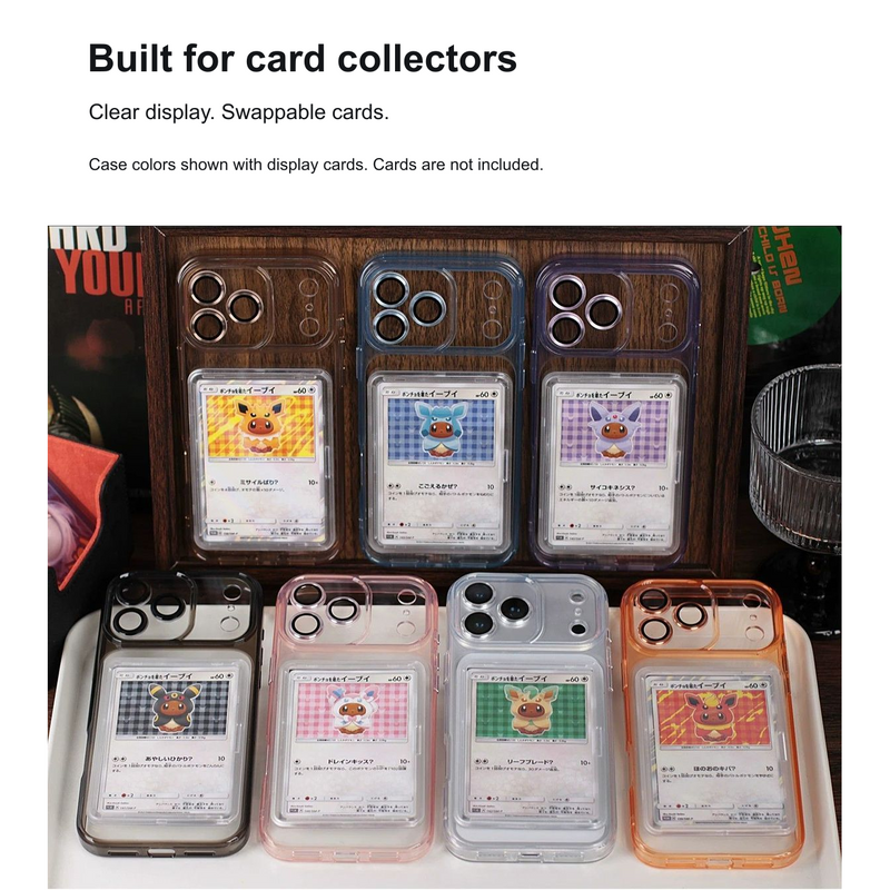 Trading-card display case collection with intact case outlines