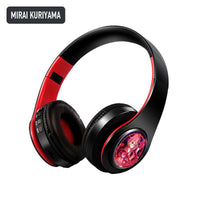 Mirai Kuriyama anime voice Bluetooth headphones — Black / Red