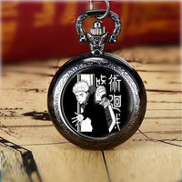 Jujutsu Kaisen Pocket Watch Necklace — Vintage Quartz Pendant — Satoru Gojo - Line Art / Standard