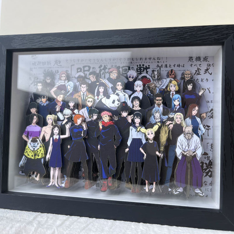 JJK 3D Layered Shadow Box Art - Framed Group Decor